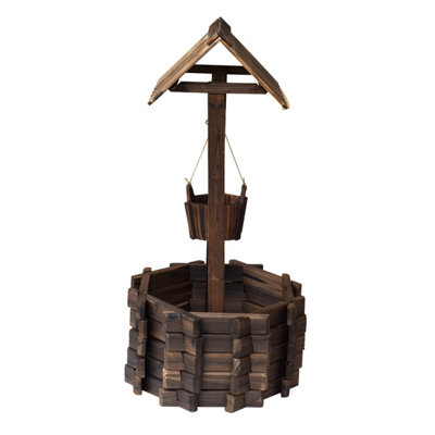 Outsunny Wishing Well Planter Bucket Home Decoration Garden Outdoor ...