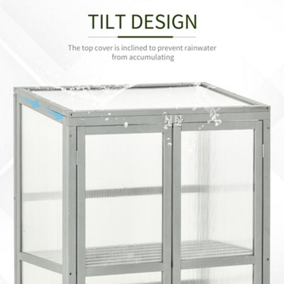Outsunny Wood Cold Frame Greenhouse Outdoor Indoor PC Board 76 x 47 x 110cm Grey - 7