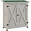 Outsunny Wood Garden Storage Shed Tool Cabinet Organizer w/ Shelves, Light Grey
