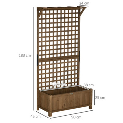 Outsunny Wood Planter with Trellis for Climbing Plants Vines Planter Box Brown
