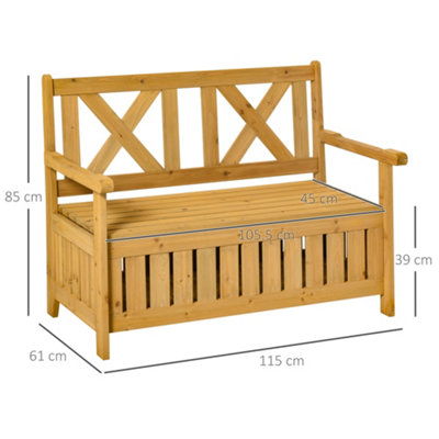 Outsunny Wood Storage Garden Bench for Patio Outdoor Seating Tools Organizer - 3