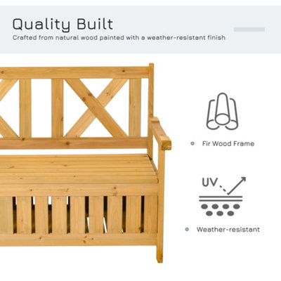 Outsunny Wood Storage Garden Bench for Patio Outdoor Seating Tools Organizer - 6