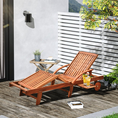 Wooden best sale patio lounger