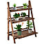 Outsunny Wooden Flower Pot Rack Holder Fold Storage Shelf Stand Vegetable