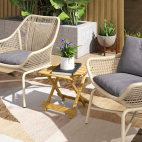 Outsunny Wooden Folding Garden Table, Folding Side Table, Nature Wood Finish
