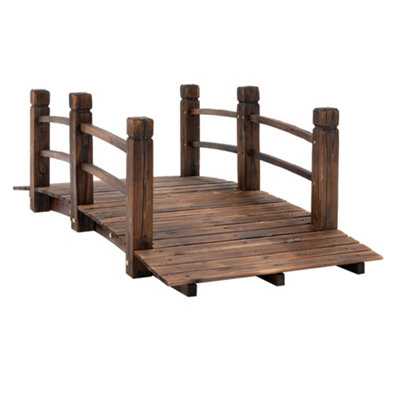 Outsunny Wooden Garden Bridge Lawn Décor Stained Finish Arc Outdoor Walkway