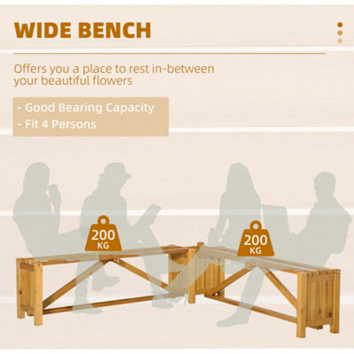 Outsunny Wooden Garden Corner Bench with Planter for Patio - 7