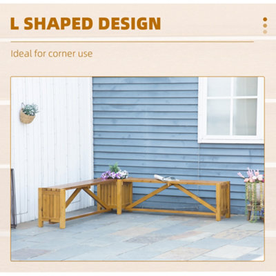 Outsunny Wooden Garden Corner Bench with Planter for Patio - 5