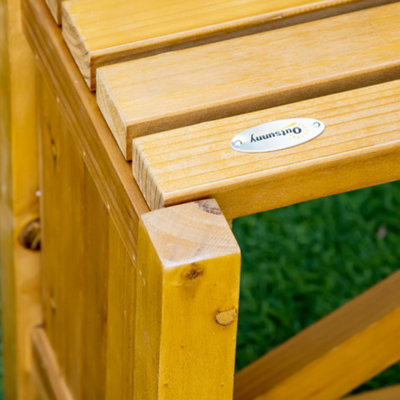 Outsunny Wooden Garden Corner Bench with Planter for Patio - 8