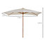 Outsunny Wooden Garden Parasol Sun Shade Patio Umbrella Canopy Cream White