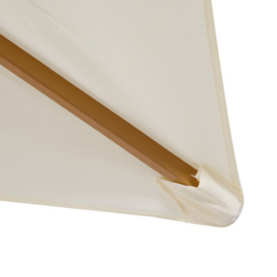 Outsunny Wooden Garden Parasol Sun Shade Patio Umbrella Canopy Cream White - 9