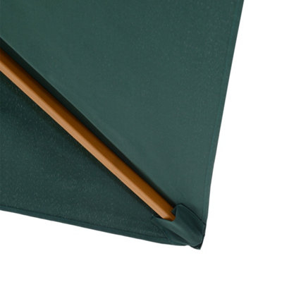 Outsunny Wooden Garden Parasol Sun Shade Patio Umbrella Canopy Green - 9