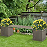Outsunny Wooden Garden Planter & Bench Combination Raised Bed Grey