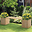 Outsunny Wooden Garden Planter & Bench Combination Raised Bed Natural