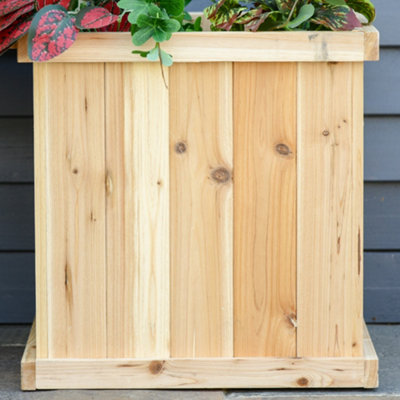 Outsunny Wooden Garden Planter & Bench Combination Raised Bed Natural - 8