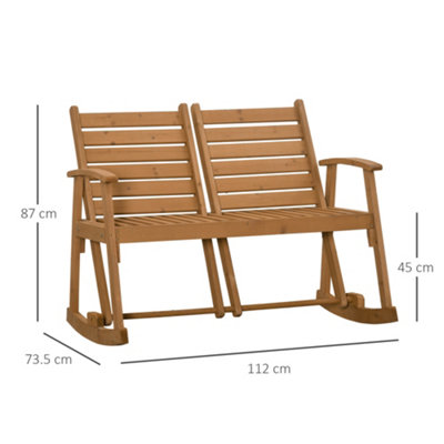 Outsunny Wooden Garden Rocking Bench with Separately Adjustable Backrests