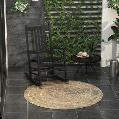 Outsunny Wooden Garden Rocking Chair Outdoor Furniture Deck Armchair