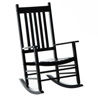 Outsunny Wooden Garden Rocking Chair Outdoor Furniture Deck Armchair Patio Swing - 3