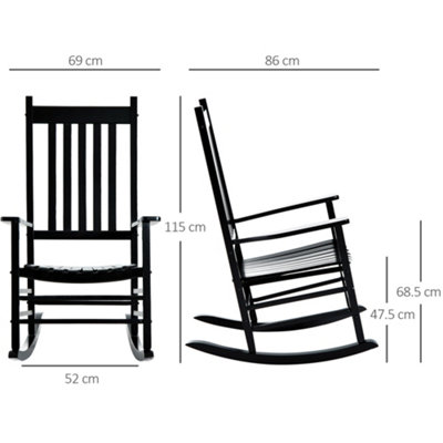 Outsunny Wooden Garden Rocking Chair Outdoor Furniture Deck Armchair Patio Swing - 4