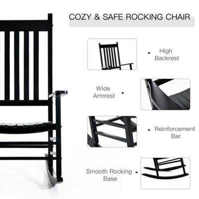 Outsunny Wooden Garden Rocking Chair Outdoor Furniture Deck Armchair Patio Swing - 5