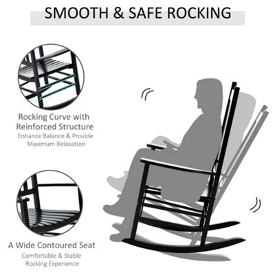 Outsunny Wooden Garden Rocking Chair Outdoor Furniture Deck Armchair Patio Swing - 6
