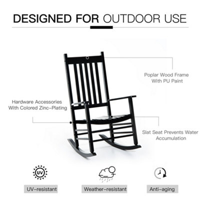 Outsunny Wooden Garden Rocking Chair Outdoor Furniture Deck Armchair Patio Swing - 1
