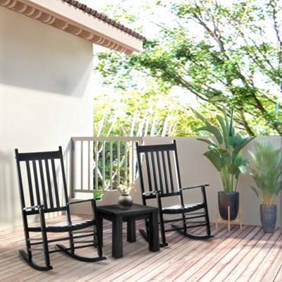Outsunny Wooden Garden Rocking Chair Outdoor Furniture Deck Armchair Patio Swing - 7
