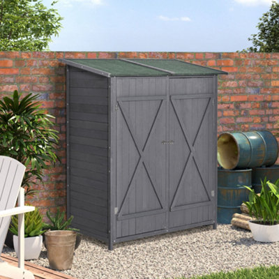 Outsunny Wooden Garden Shed Tool Cabinet Box  Storage Shelves 139x75x160cm