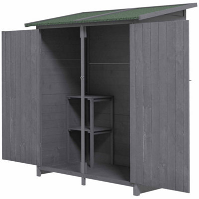 Outsunny Wooden Garden Shed Tool Cabinet Box  Storage Shelves 139x75x160cm