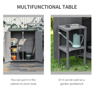Outsunny Wooden Garden Shed Tool Cabinet Box  Storage Shelves 139x75x160cm - 4