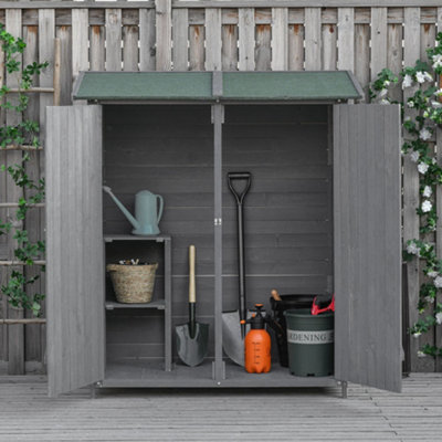 Outsunny Wooden Garden Shed Tool Cabinet Box  Storage Shelves 139x75x160cm - 7
