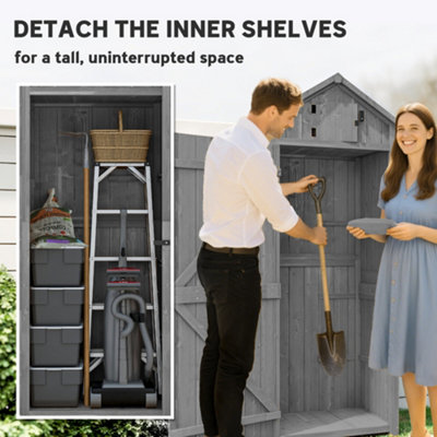 Outsunny Wooden Garden Storage Shed Tool Storage Box, 77 x 54 x 179 cm ...