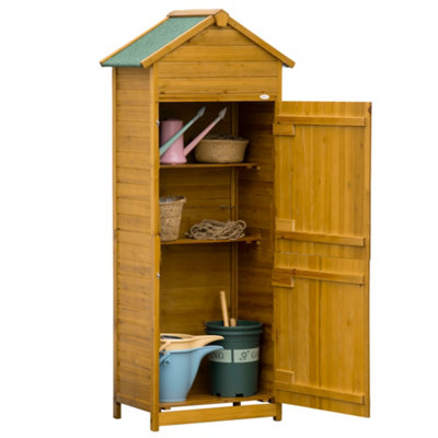 Outsunny Wooden Garden Storage Shed Utility Gardener Cabinet 3 Shelve