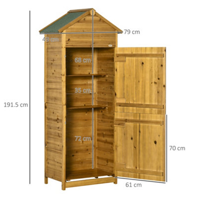 Outsunny Wooden Garden Storage Shed Utility Gardener Cabinet 3 Shelve - 3