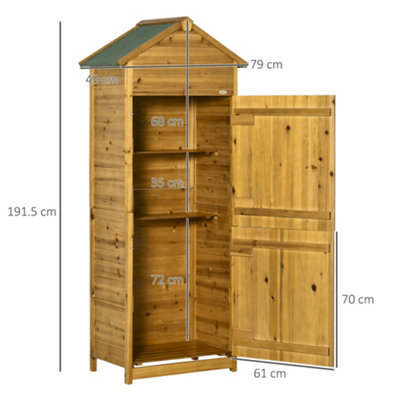 Outsunny Wooden Garden Storage Shed Utility Gardener Cabinet 3 Shelve