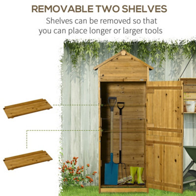 Outsunny Wooden Garden Storage Shed Utility Gardener Cabinet 3 Shelve - 5
