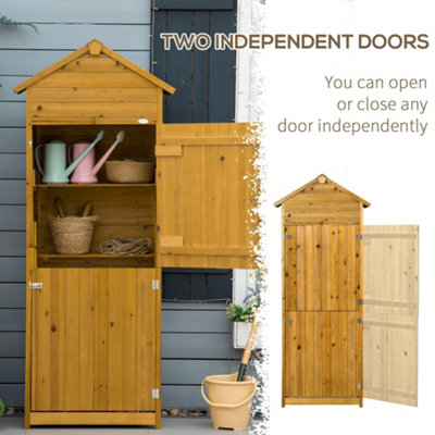 Outsunny Wooden Garden Storage Shed Utility Gardener Cabinet 3 Shelve - 6