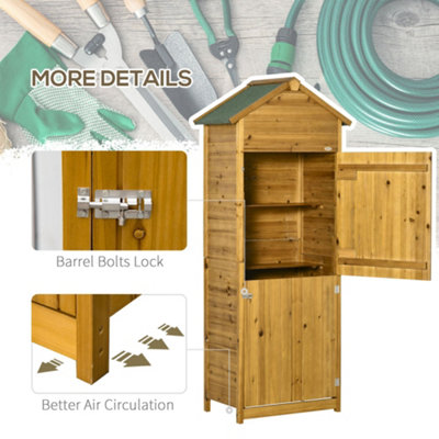 Outsunny Wooden Garden Storage Shed Utility Gardener Cabinet 3 Shelve - 7
