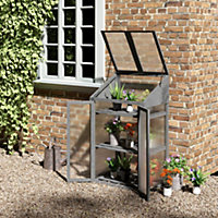 Outsunny Wooden Greenhouse Cold Frame Grow House with Double Door Grey