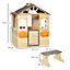 Outsunny Wooden Kids Playhouse w/ Door, Windows, Bench, For Ages 3-7 Years