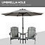 Outsunny Wooden Outdoor Double Adirondack Chair with Center Table & Umbrella Hole Grey