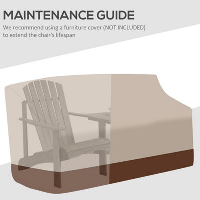 Outsunny Wooden Outdoor Double Adirondack Chair with Center Table & Umbrella Hole Grey - 9