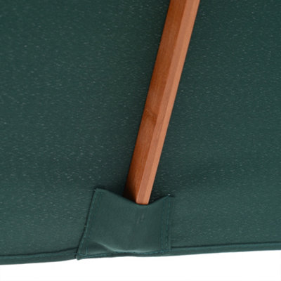 Outsunny Wooden Patio Umbrella Market Parasol Outdoor Sunshade Green - 8