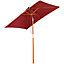 Outsunny Wooden Patio Umbrella Market Parasol Outdoor Sunshade Wine Red