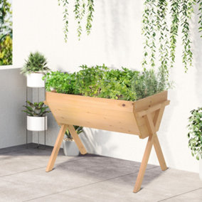 Outsunny Wooden Planter Raised Bed Stand Vegetable Flower 100 x 70 x 80cm