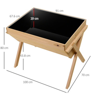 Outsunny Wooden Planter Raised Bed Stand Vegetable Flower 100 x 70 x 80cm - 3