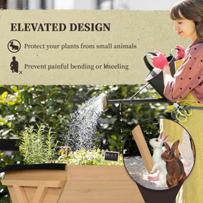Outsunny Wooden Planter Raised Bed Stand Vegetable Flower 100 x 70 x 80cm