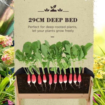 Outsunny Wooden Planter Raised Bed Stand Vegetable Flower 100 x 70 x 80cm - 5