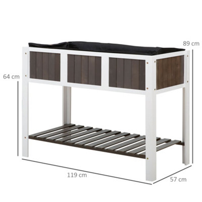 Outsunny Wooden Planter Raised Elevated Garden Bed with Shelf Outdoor/Indoor