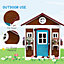 Outsunny Wooden Playhouse with Doors, Wooden, Plant Pots for Kids - Dark Brown